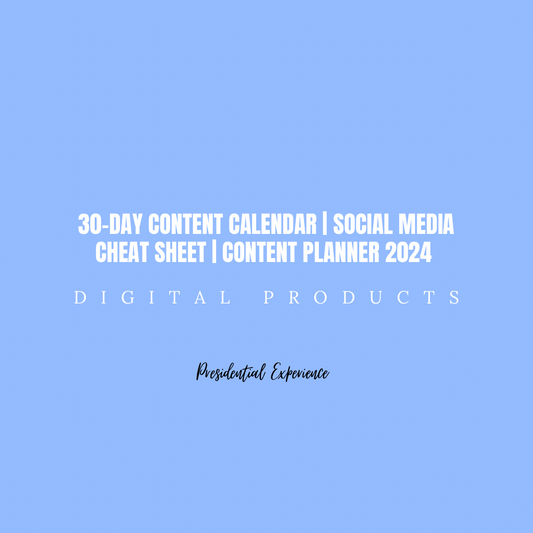30-Day Content Calendar | Social Media Cheat Sheet | Content Planner 2024